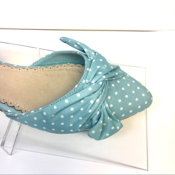 Mint Polka Dot D’Orsay Flats w Almond Point Toe - Picture 5 of 8